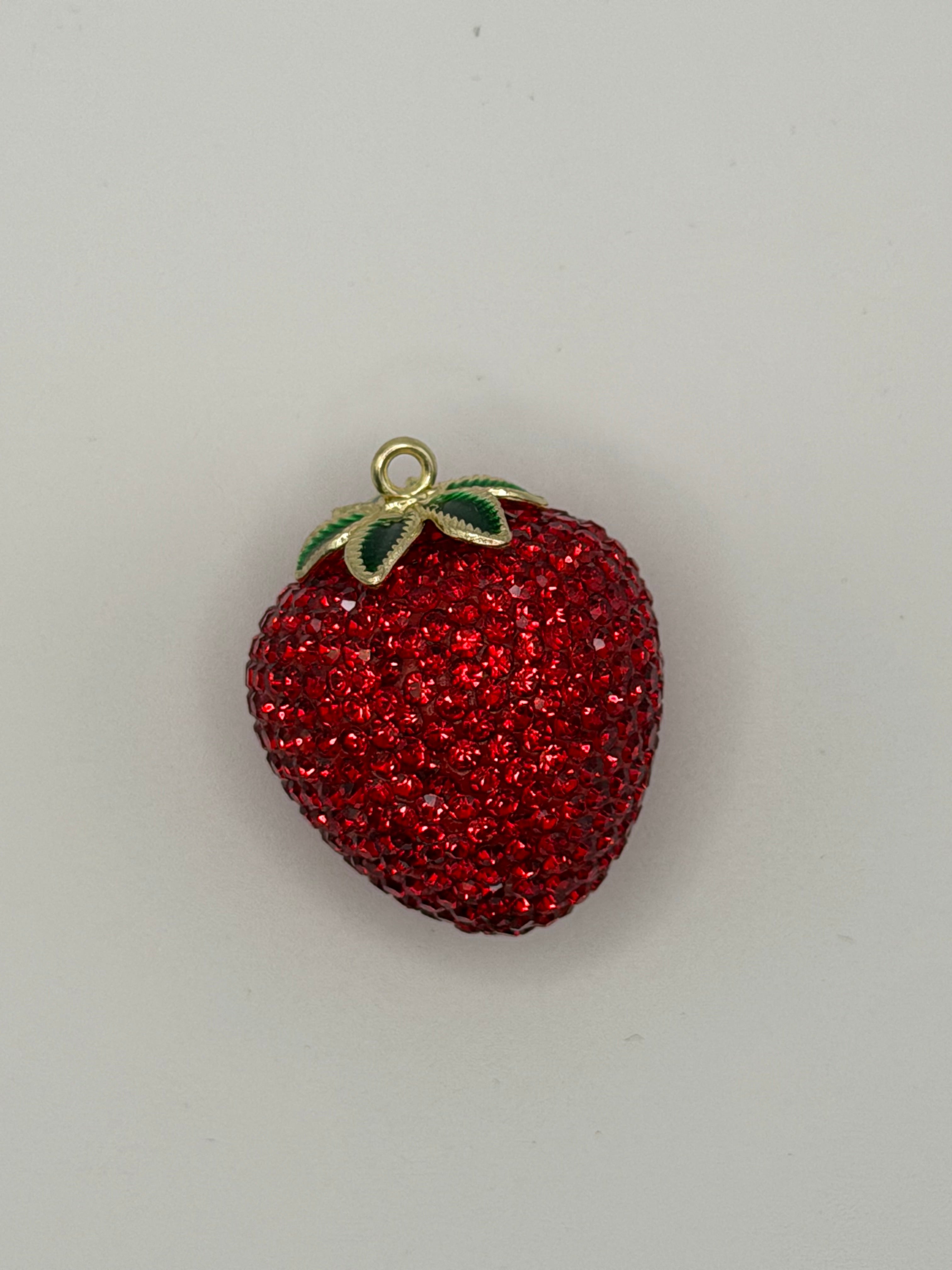 Strawberry Clay Rhinestone Pendant